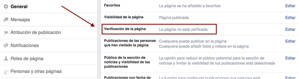 Verificacion Pagina Facebook